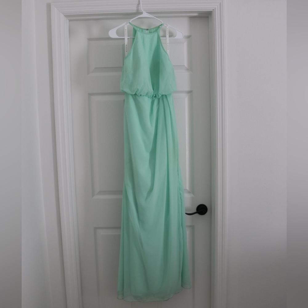 Azazie Light Green Halter Dress